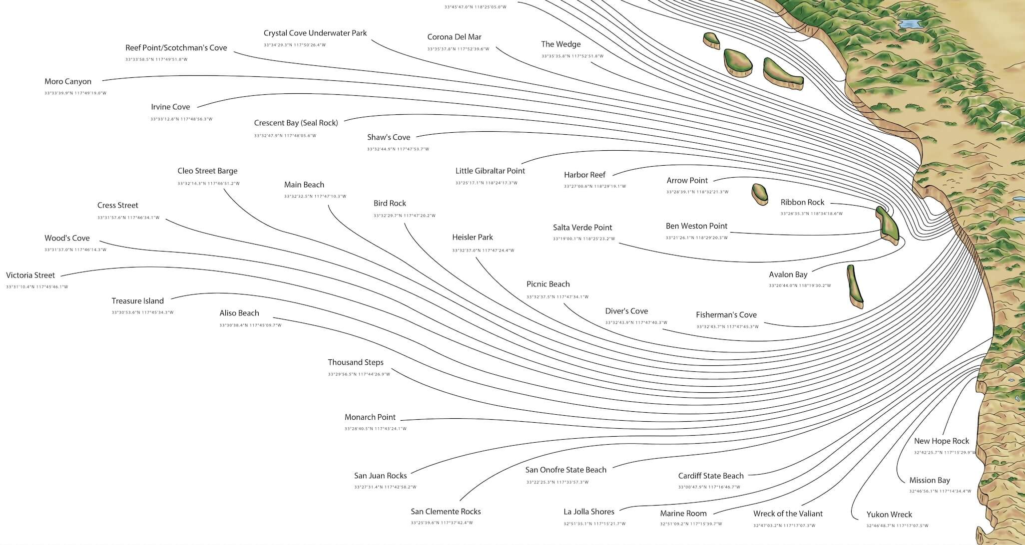 The California Dive Map