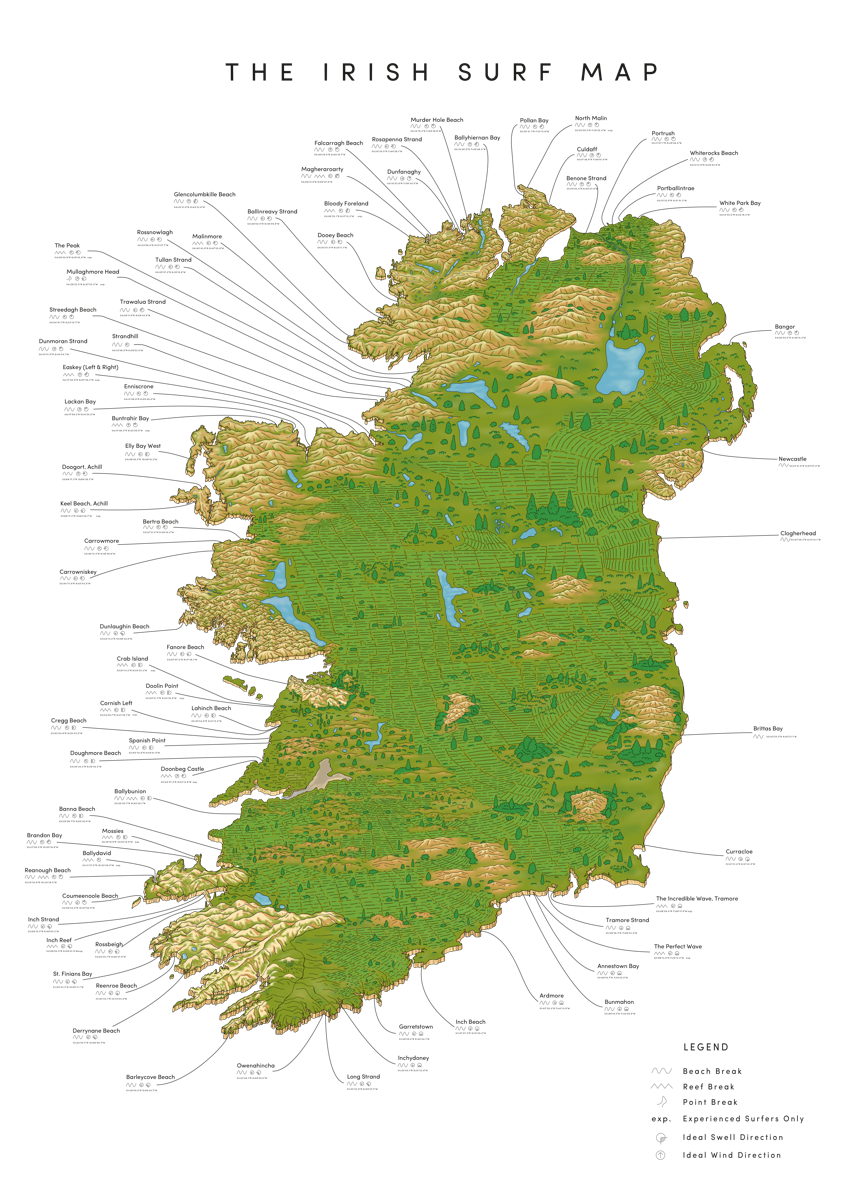 The Irish Surf Map Towel