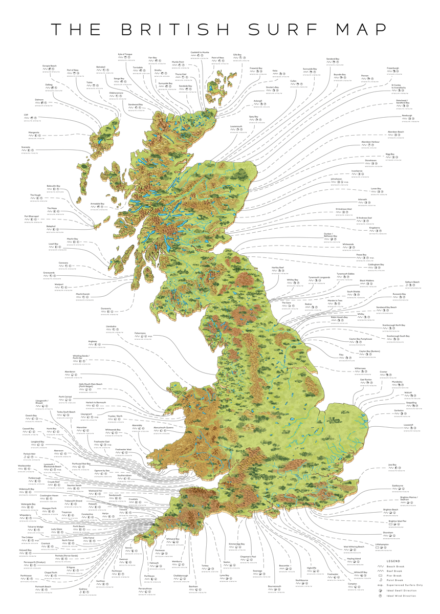 The British Surf Map Beach Towel