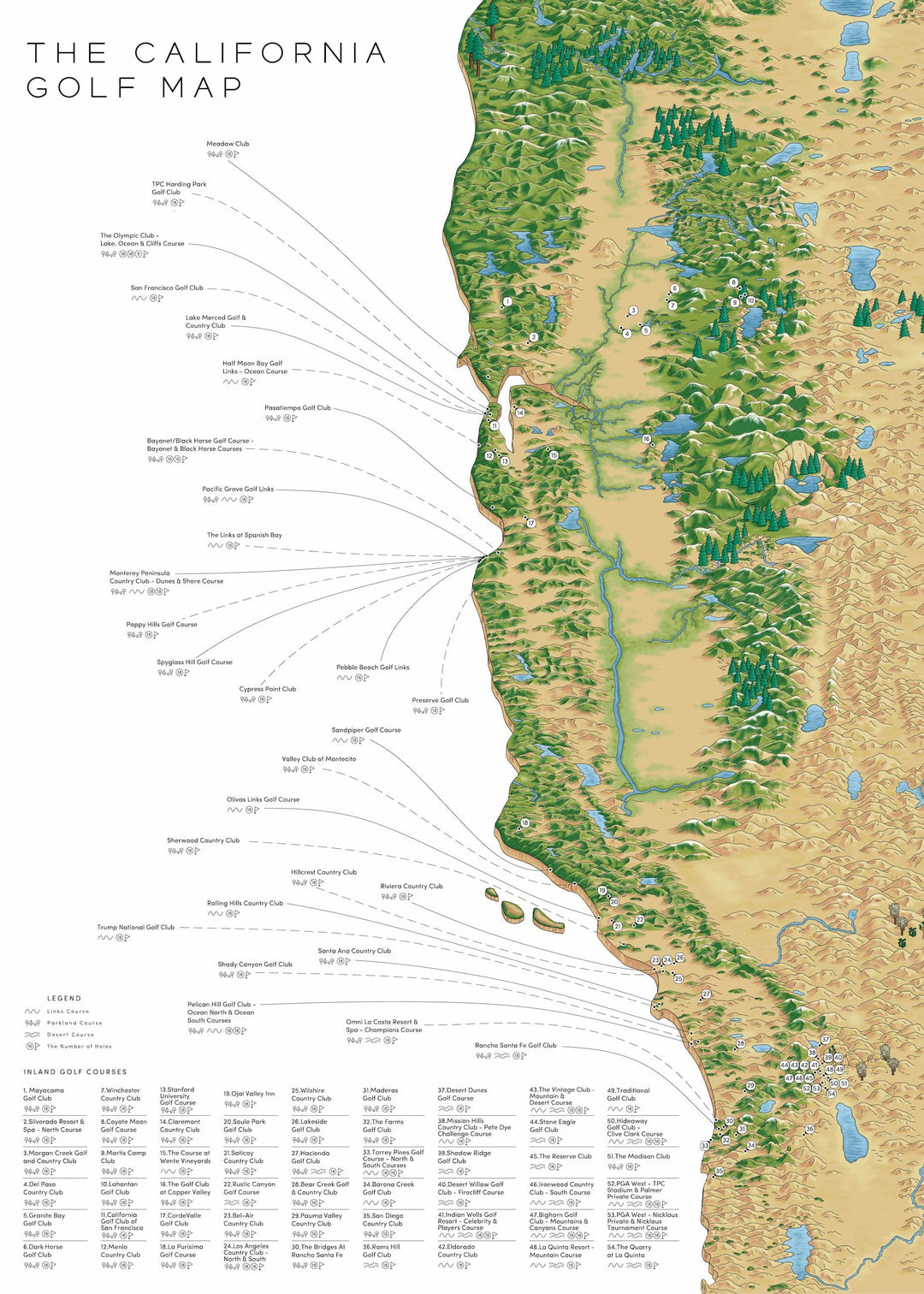 The California Golf Map - 83 of Cali's Top Courses, 1 Amazing Golf Map ...