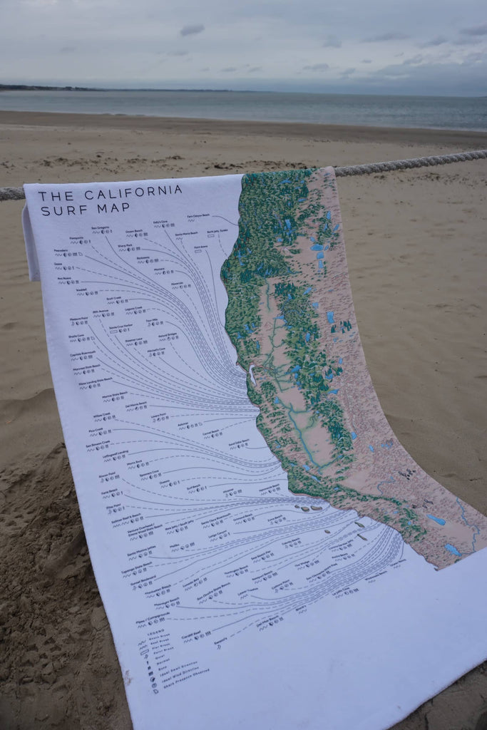 The California Surf Map Beach Towel