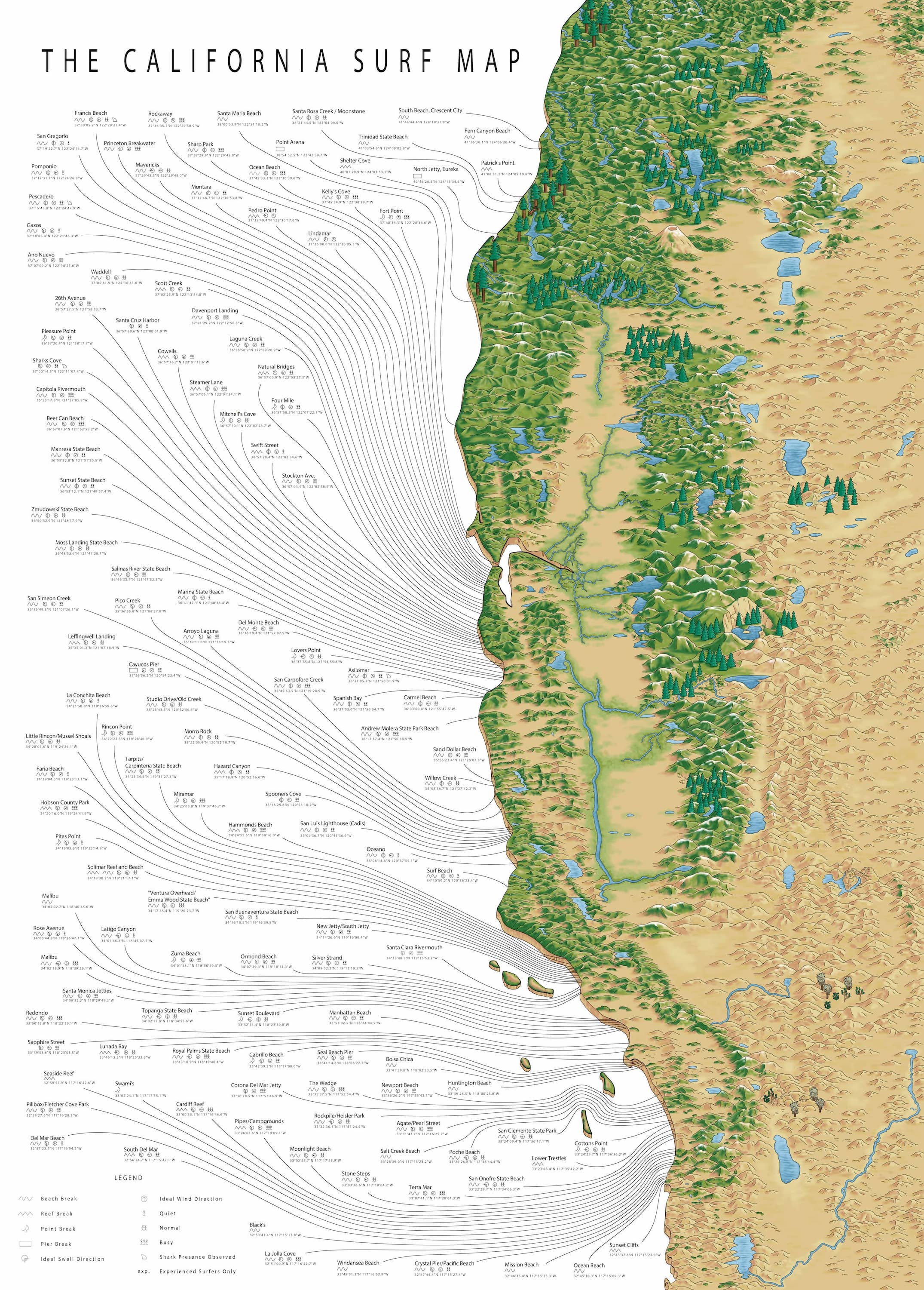 Java Surf Spots Map Mavericks Surf Map