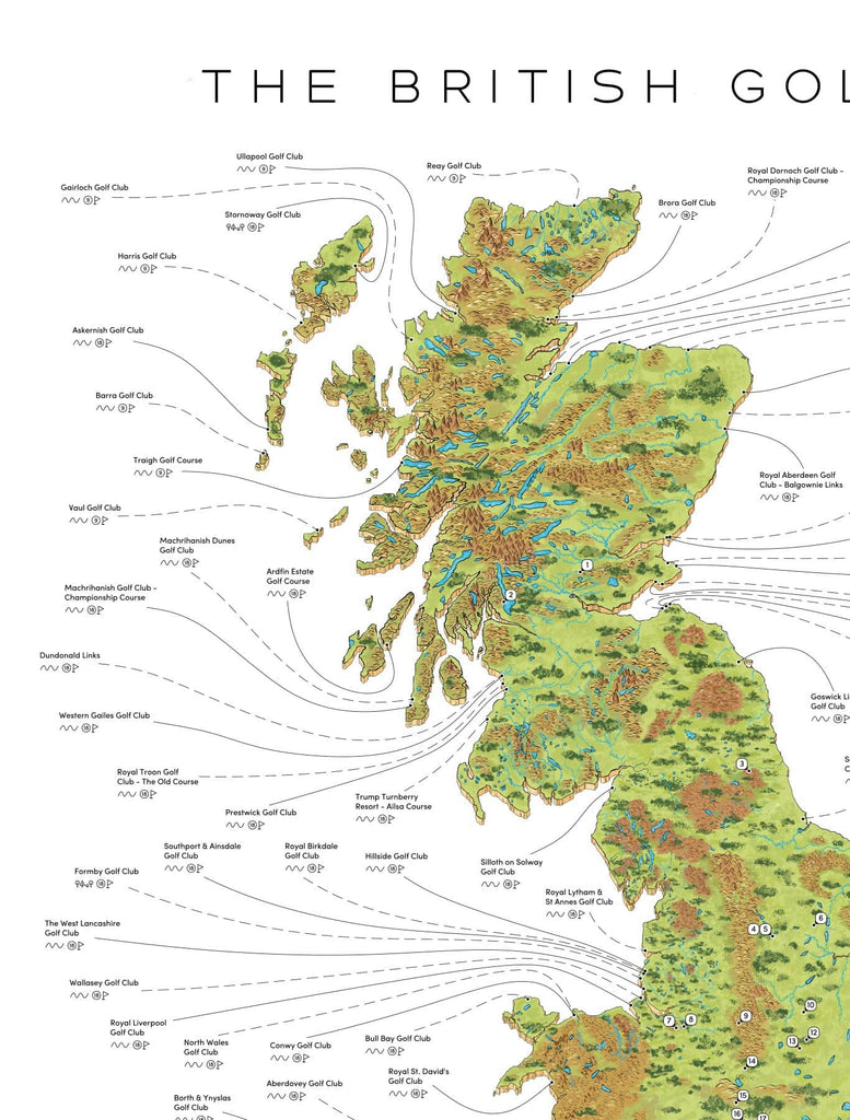 The British Golf Map - 162 of Britain's top Golf courses, 1 amazing map ...