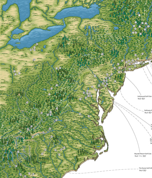 The US East Coast Golf Map