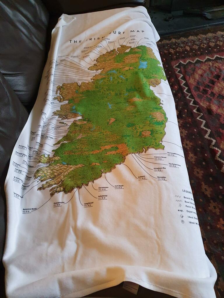 The Irish Surf Map - Large Beach Towel