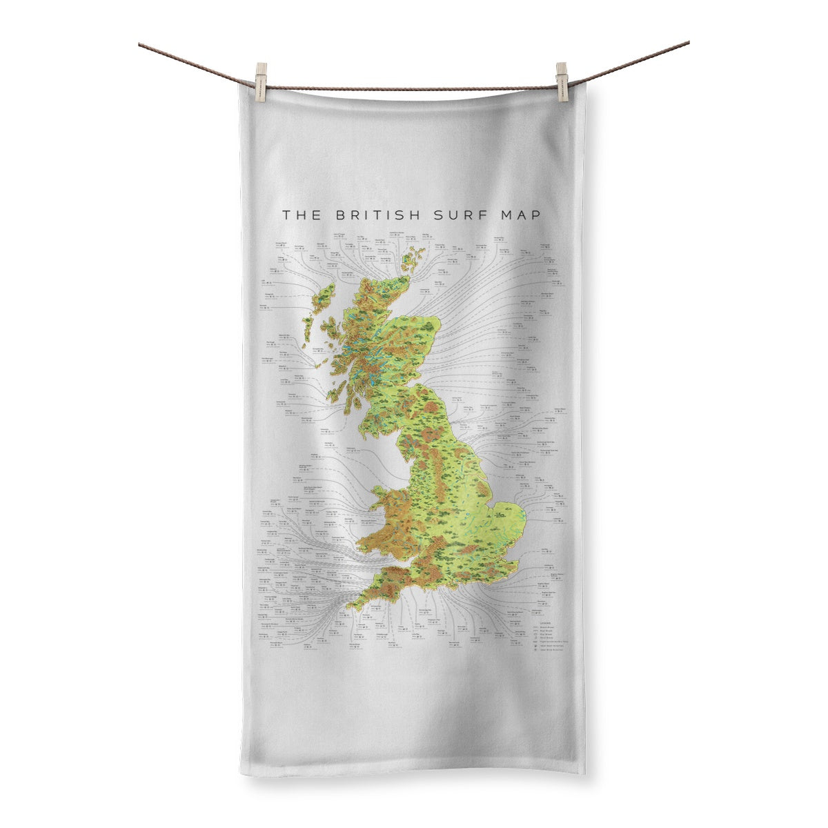The British Surf Map Beach Towel