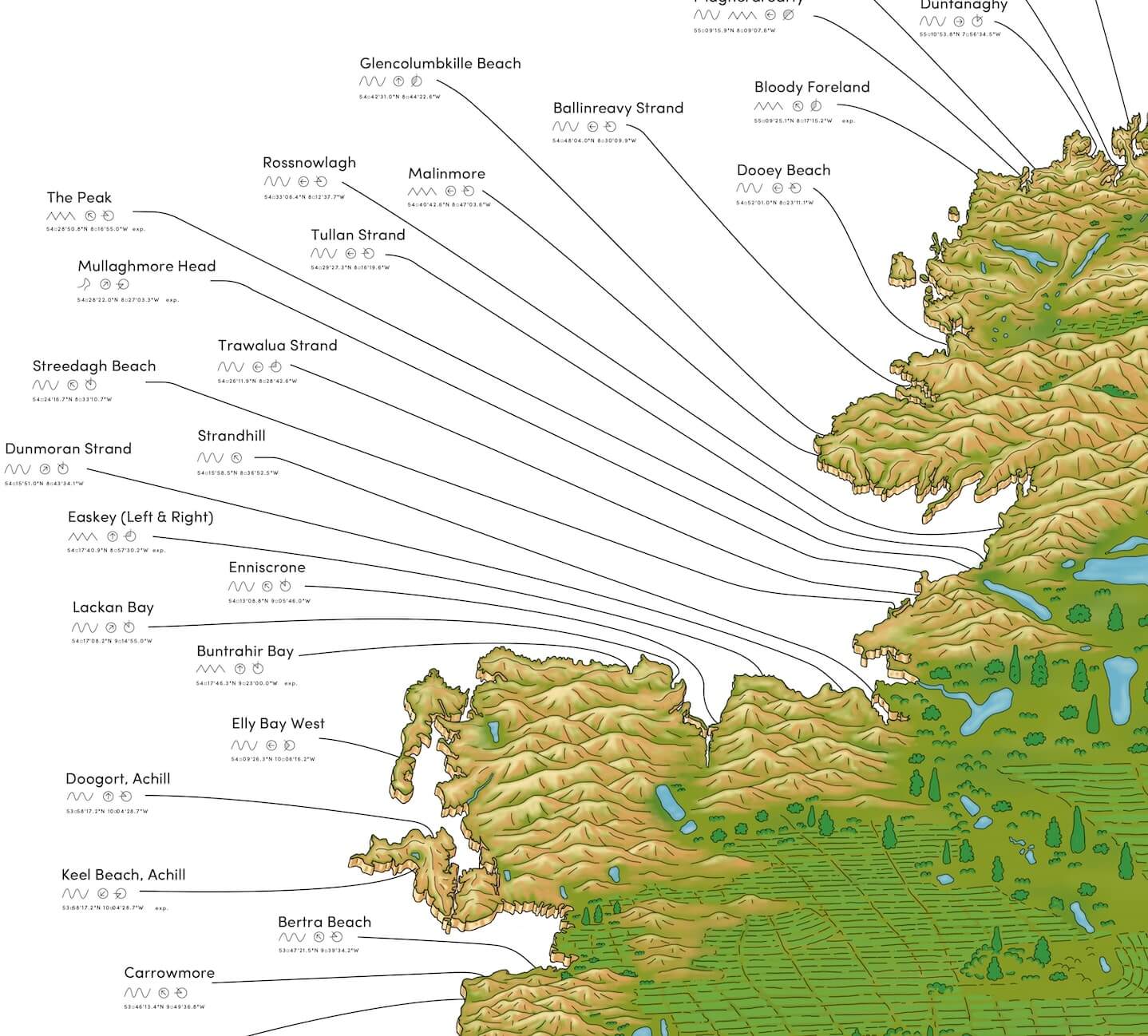 The Irish Surf Map - Large Beach Towel