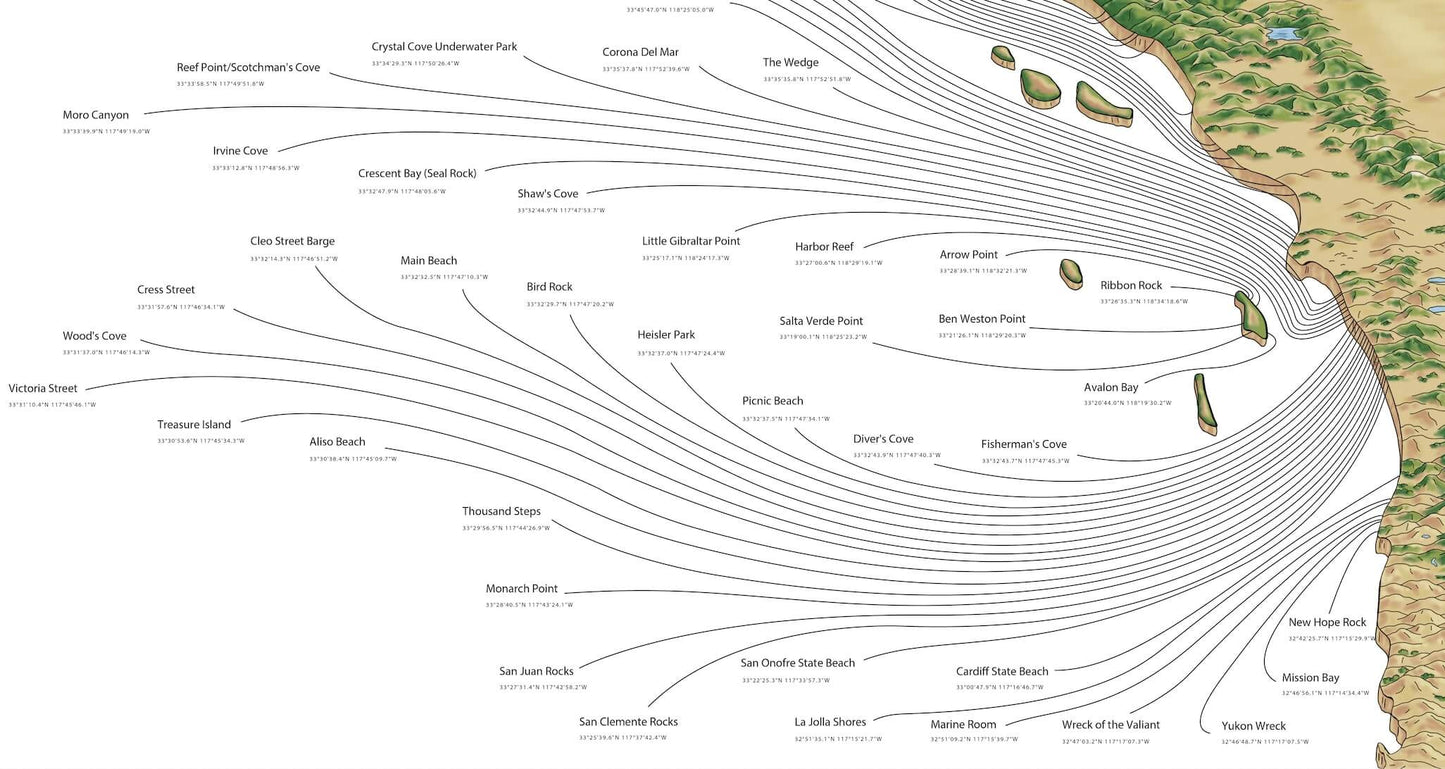 The California Dive Map