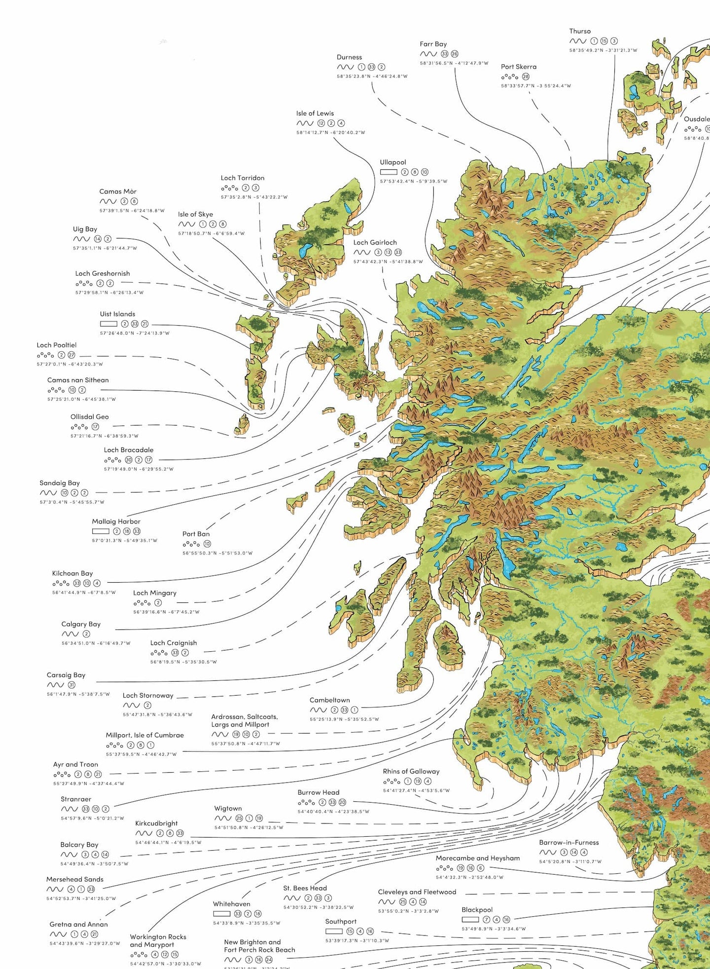 Shellfish Map Britain The British Sea Fishing Map - 236 Spots + Species + GPS. 1 Amazing Map ...