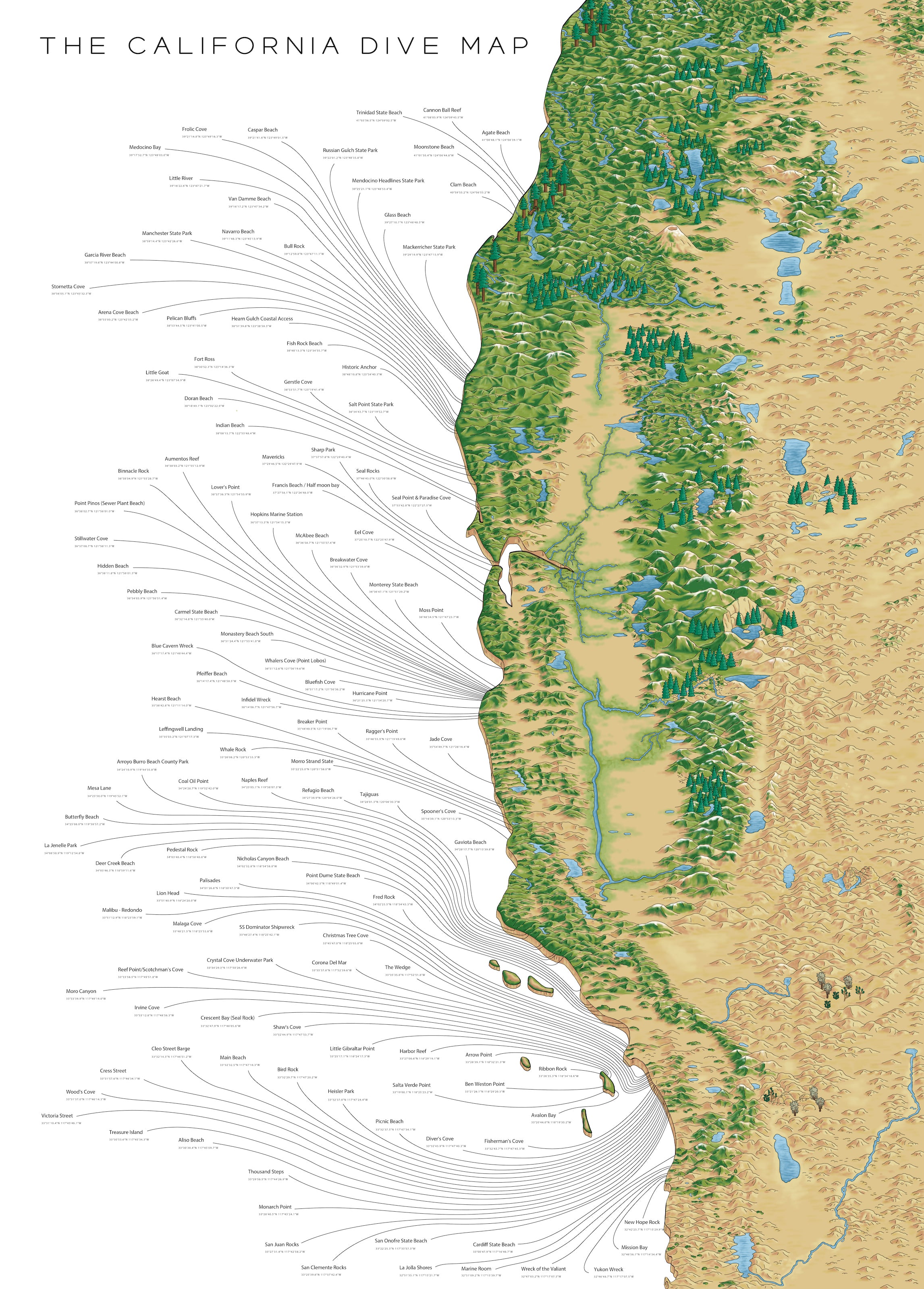 The California Dive Map