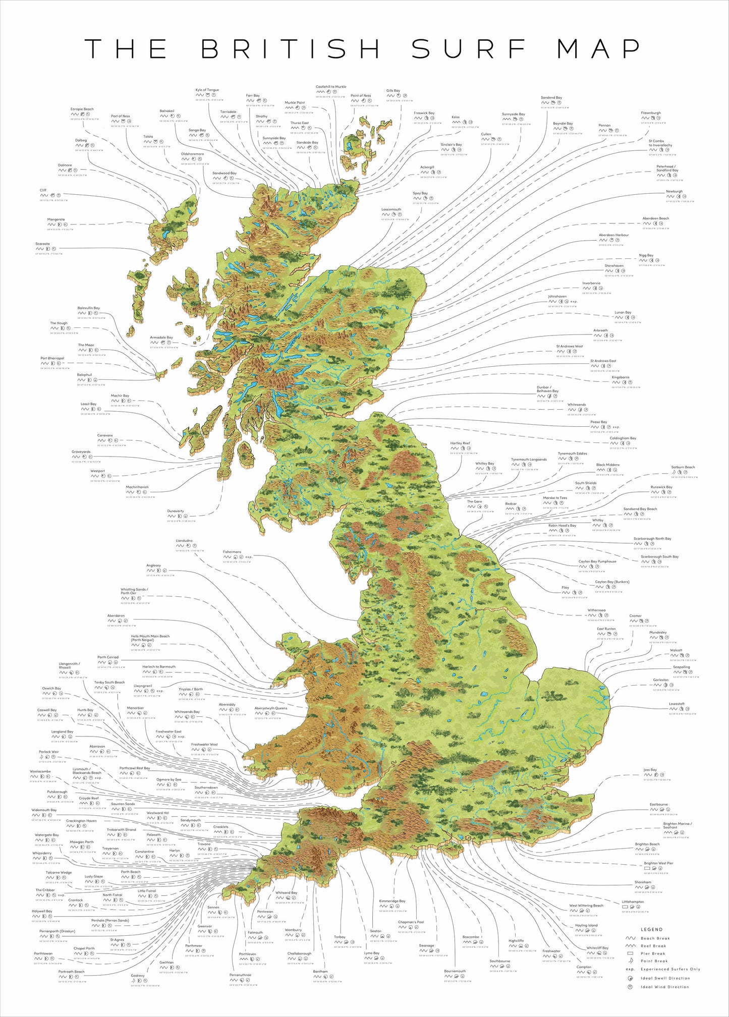 The British Surf Map Beach Towel