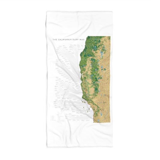 The California Surf Map Beach Towel
